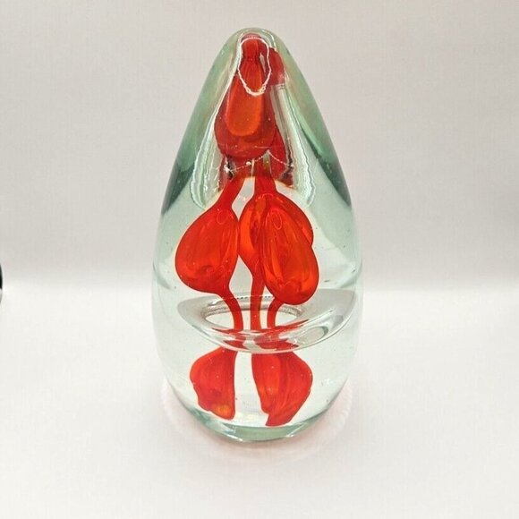 Paperweight Dancing Flamingo Sommerso Art Glass 9"x6" Clear and Red 8 lb - Picture 3 of 16